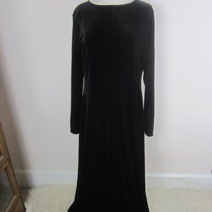Vtg 90's Black Velour Maxi Dress Women's L 12/14